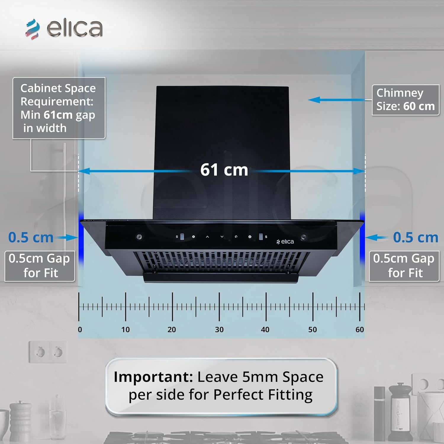 ELICA CHIMNEY FLAT GLASS LTW NA60 CM CHIMNEY ELICA