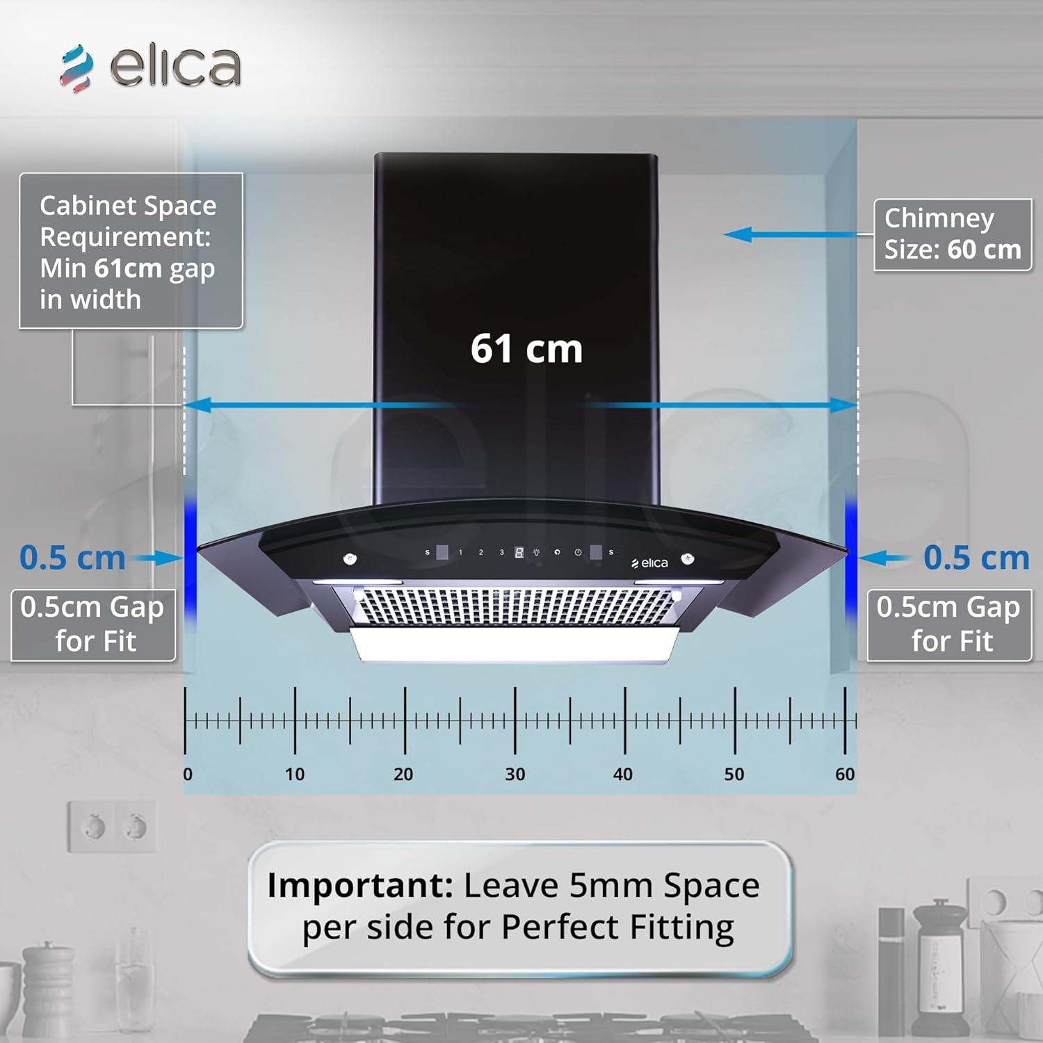 ELICA CHIMNEY SPOT TC 3V NA60 CM CHIMNEY ELICA