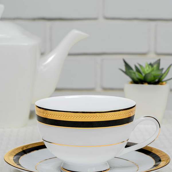Dankotuwa Porcelain 24k Gold Luxury Cup and Saucer Set for Tea Coffee