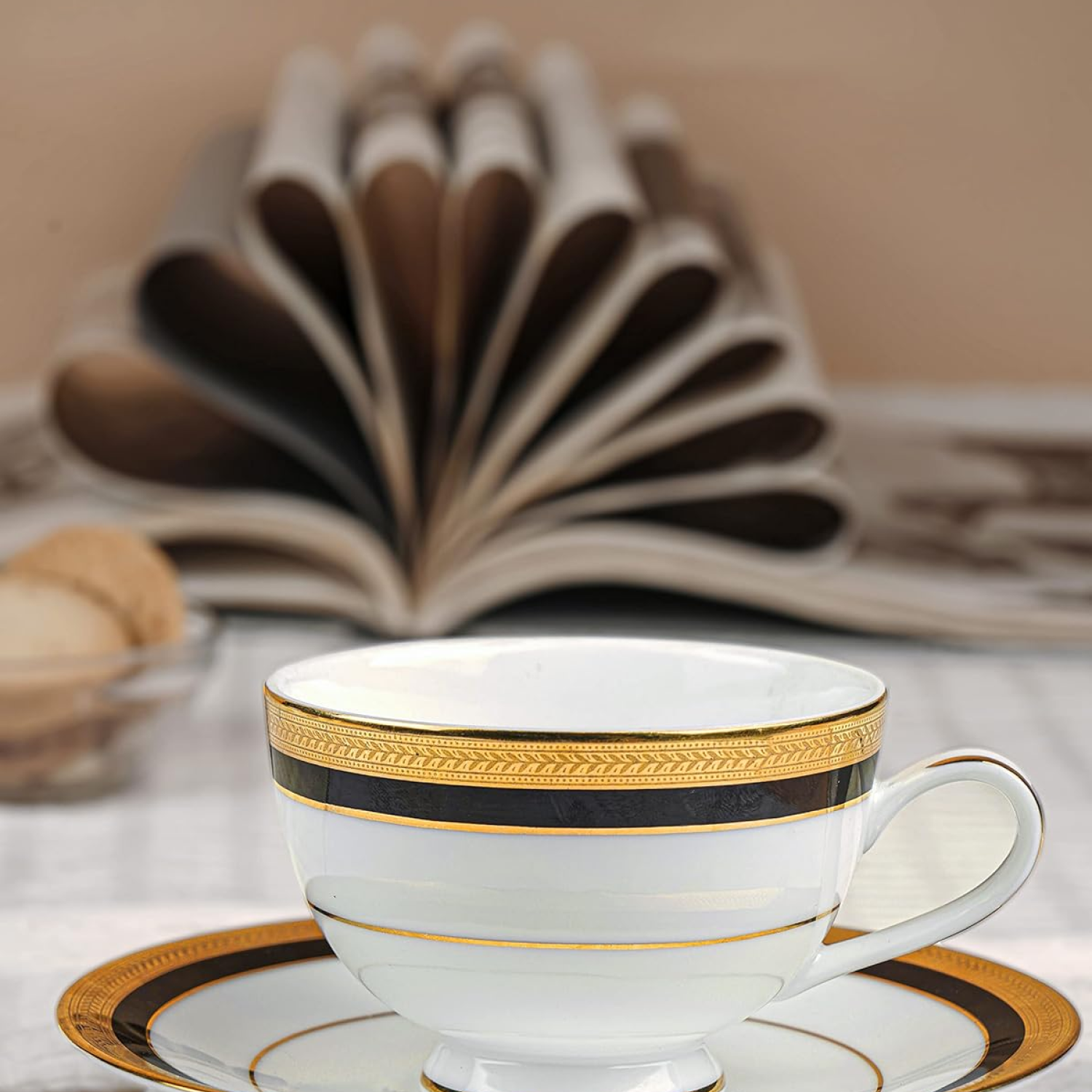 Dankotuwa Porcelain 24k Gold Luxury Cup and Saucer Set for Tea Coffee