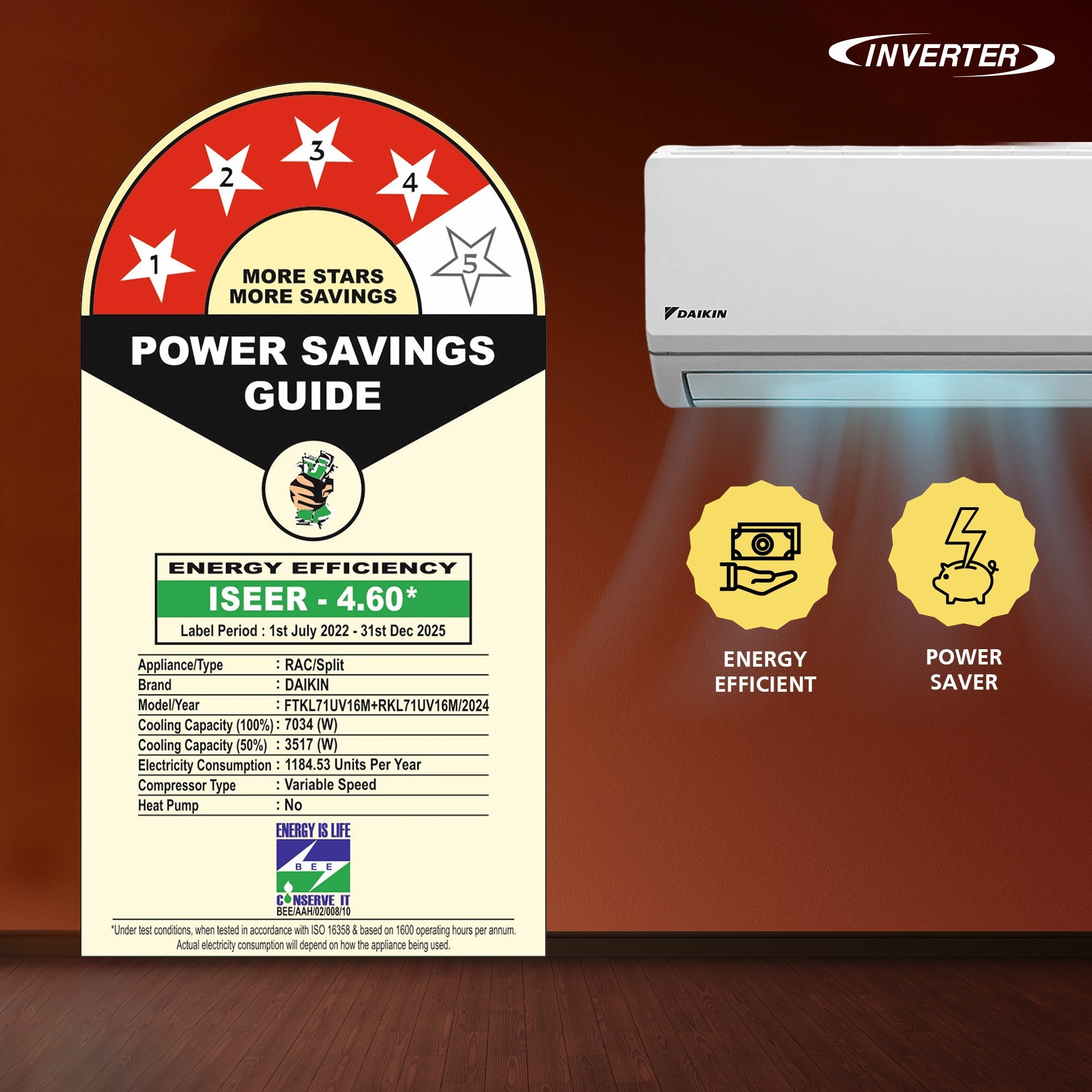 DAIKIN AC-INDOOR UNIT FTKL71UV16M  INVERTER 2.02 TON DAIKIN