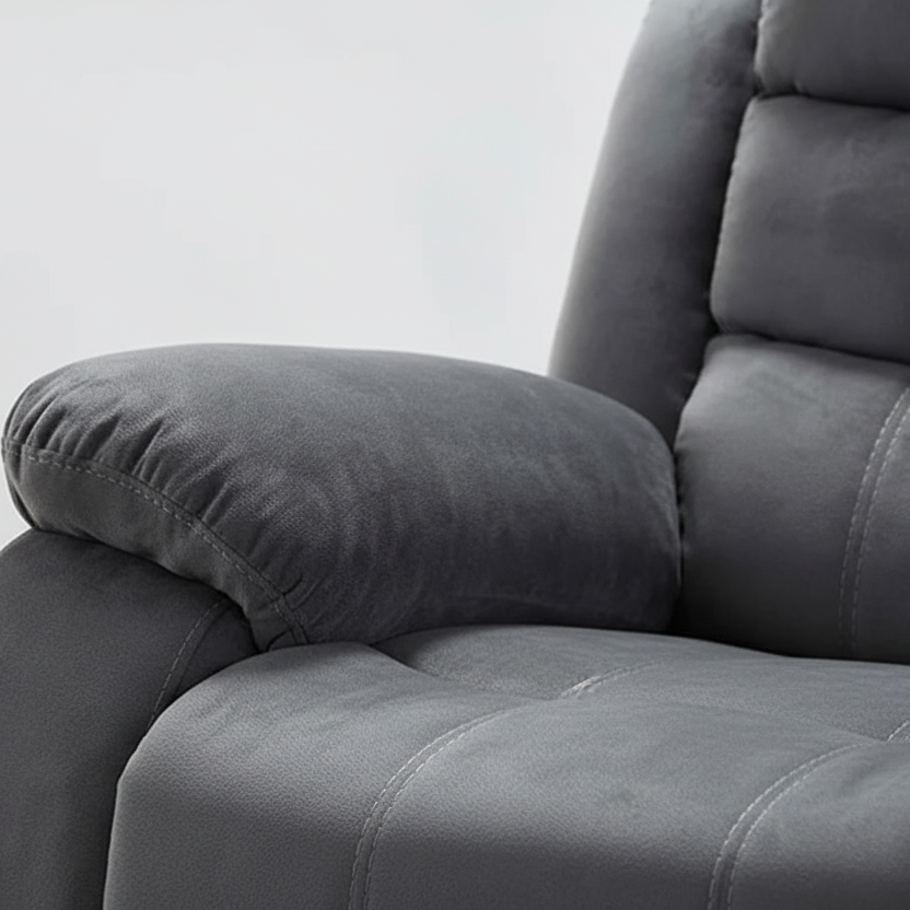 ARENA TWO SEATER RECLINER CURVE MANUAL FABRIC COLOR GREY ARENA