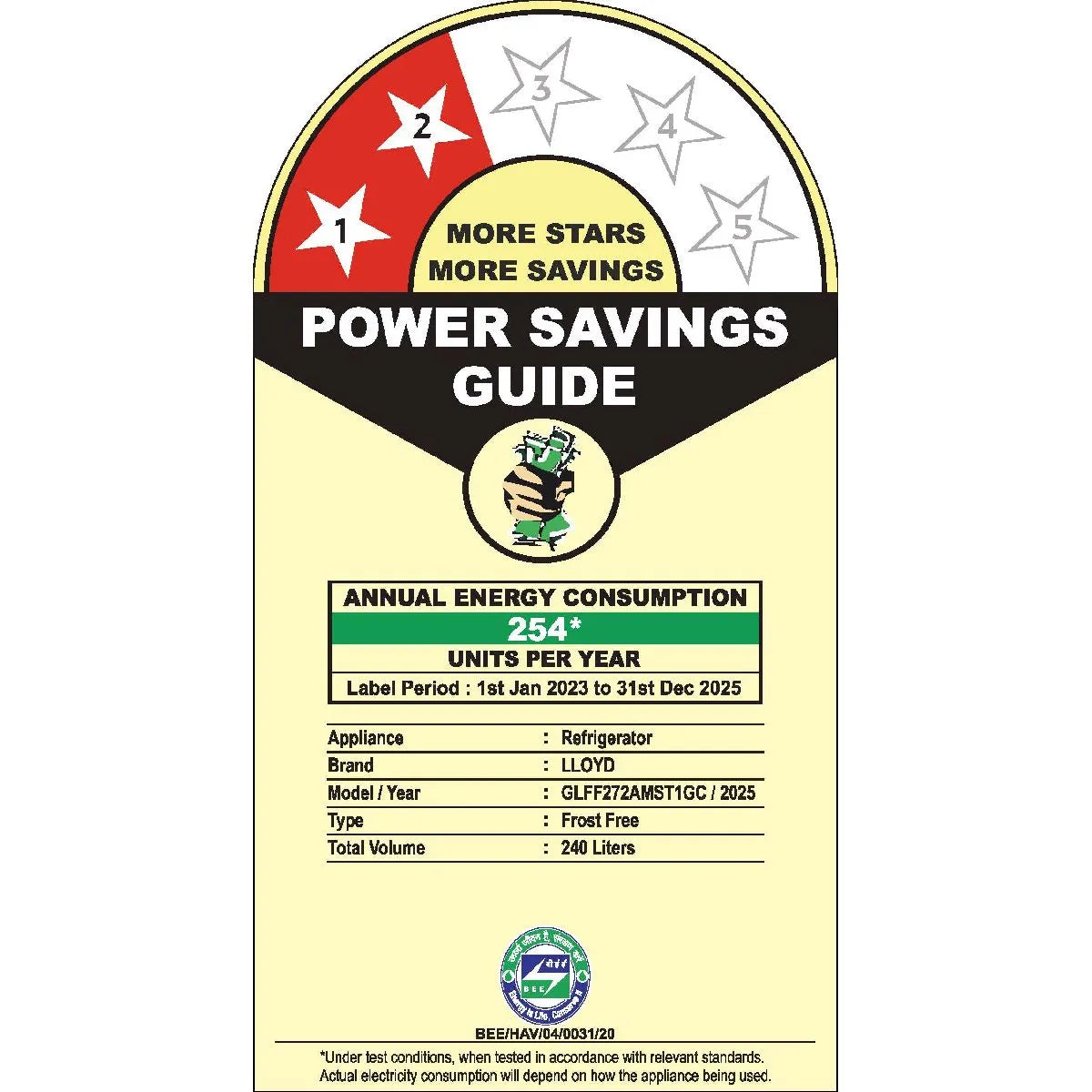 LLOYD REFRIGERATOR-FF-DD  GLFF272AMST1GC  METALIC SILVER 240 LTR LLOYD
