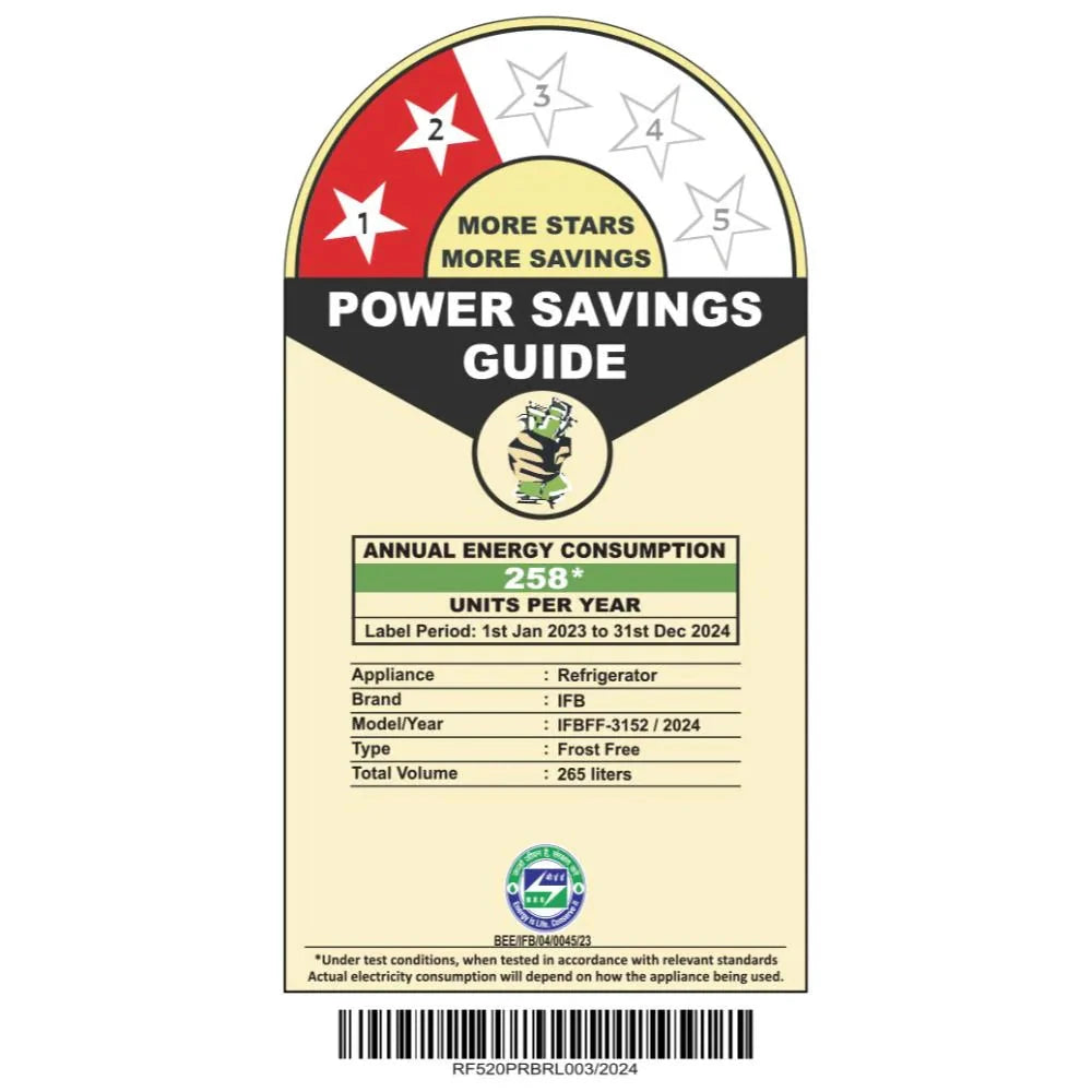 IFB REFRIGERATOR-FF-DD  FF-3152FBS  GREY STEEL 265 LTRS IFB