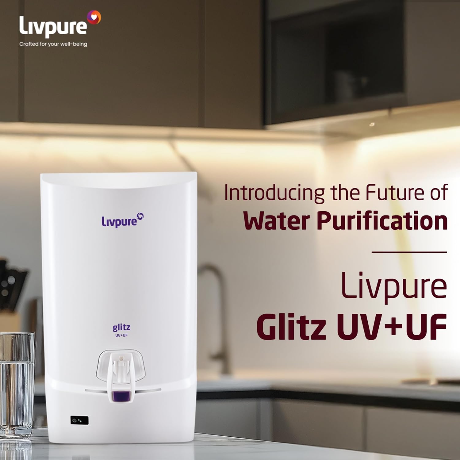 LIVPURE Water Purifier Normal Glitz Uv+Uf 7 Ltrs LIVPURE