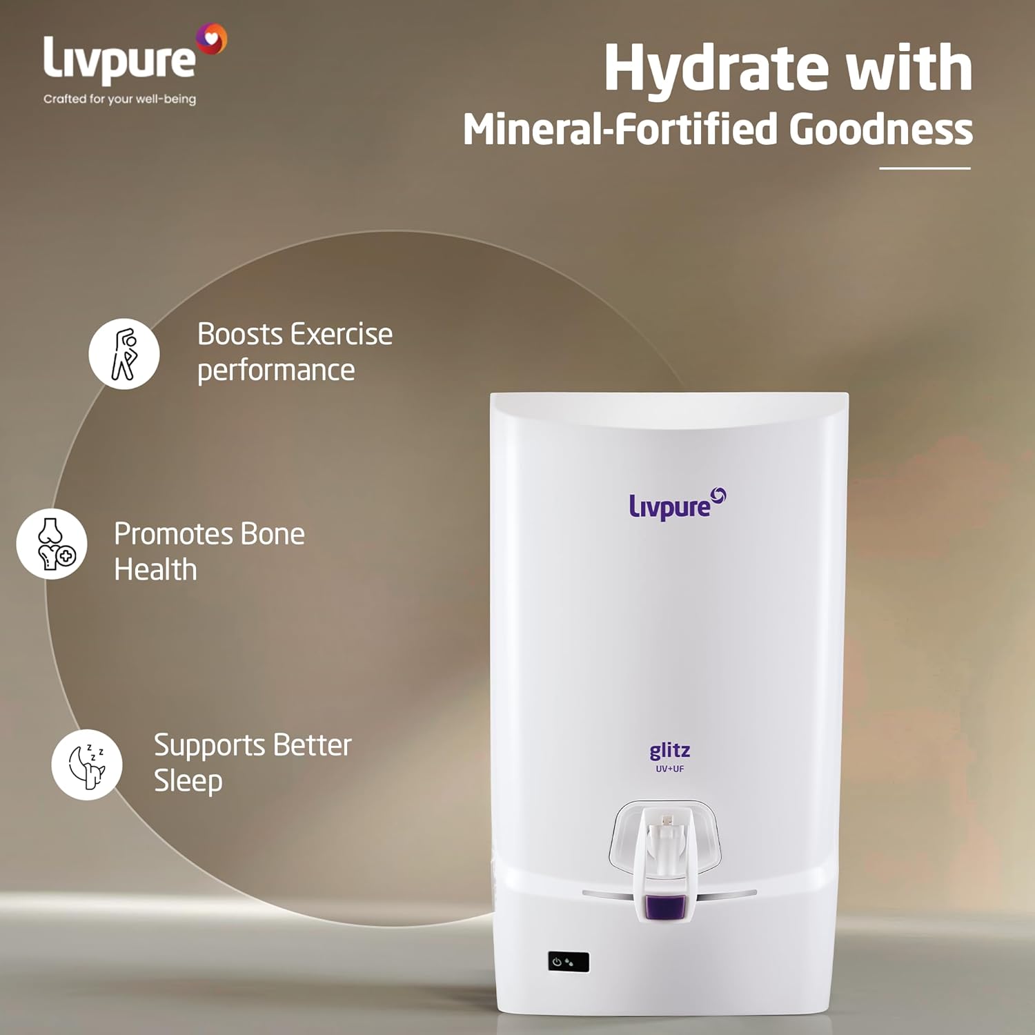 LIVPURE Water Purifier Normal Glitz Uv+Uf 7 Ltrs LIVPURE