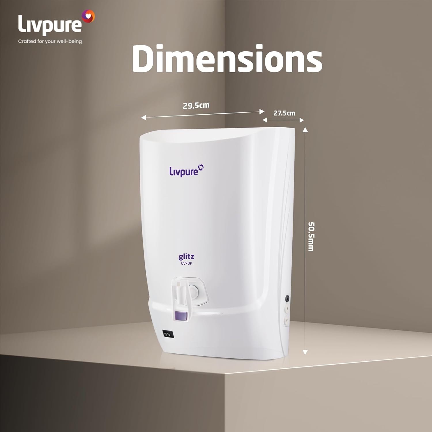 LIVPURE Water Purifier Normal Glitz Uv+Uf 7 Ltrs LIVPURE