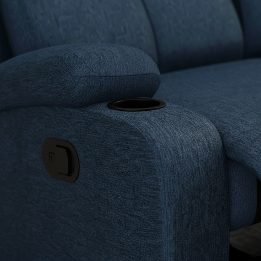 ARENA TWO SEATER MANUAL RECLINER ZEAL LEATHER /PVC NAVY BLUE CMM Arena Retails Pvt Ltd