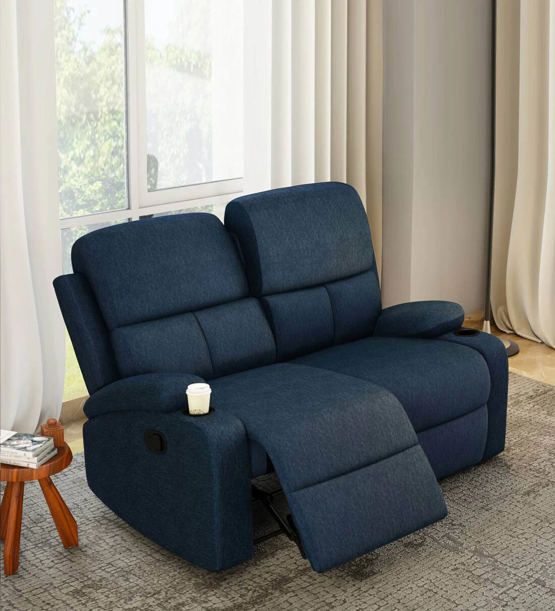 ARENA TWO SEATER MANUAL RECLINER ZEAL LEATHER /PVC NAVY BLUE CMM Arena Retails Pvt Ltd