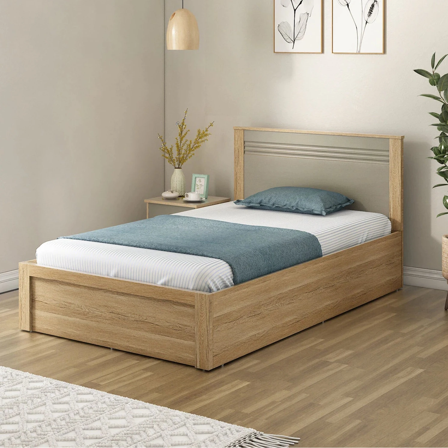 SW SINGLE BED NESTER WITH BOX STORAGE SEBASTIAN OAK SPACEWOOD