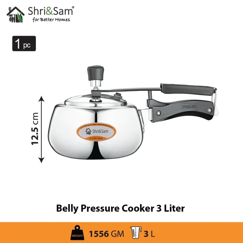 Stainless Steel Triply Bharat Belly Pressure Cooker OoNA