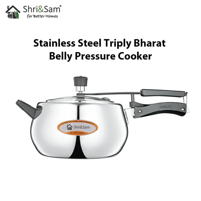 Stainless Steel Triply Bharat Belly Pressure Cooker OoNA