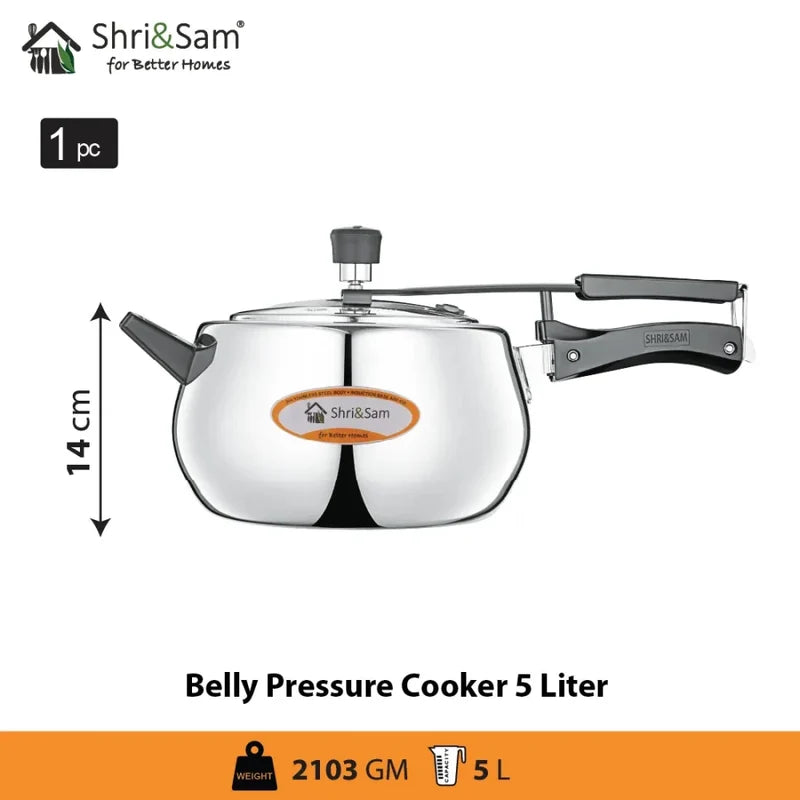 Stainless Steel Triply Bharat Belly Pressure Cooker OoNA