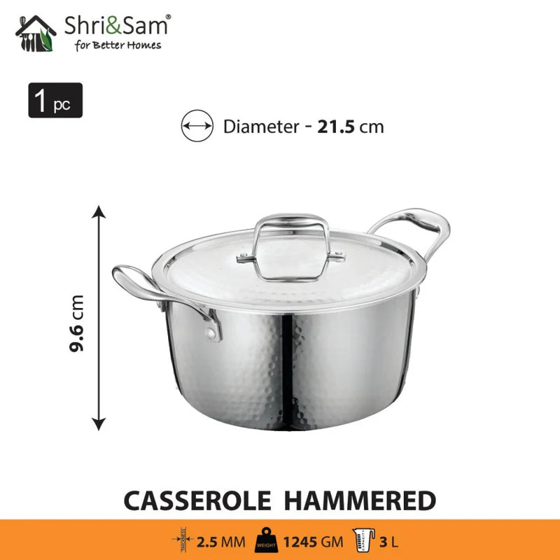 SHRI & SAM JHC-40-2-5LTRS-SS COOKWARE TRIPLY HM BH CASSEROLE SHRI & SAM