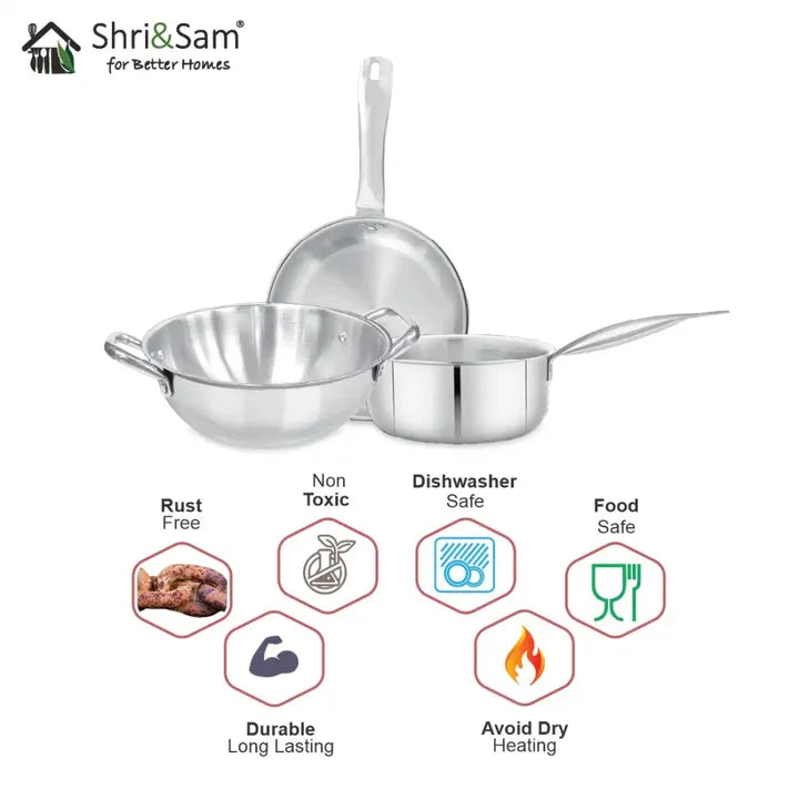SHRI & SAM JHC-311-3 SS MINI  COOKWARE SET MINI TRIPLY S/3 PR SHRI & SAM