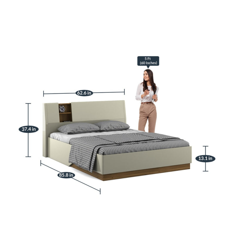 SPACEWOOD Queen Bed Marvella Full Lift On Hg Cashimere Cream Walnut