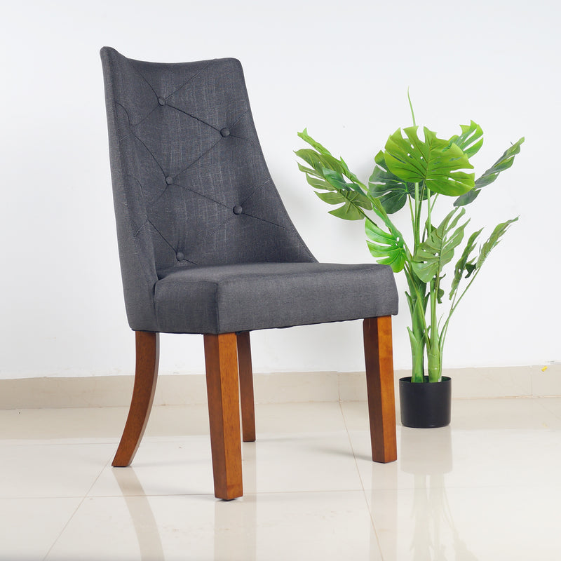 ARENA XENA Dining Chair with Buttons Dark Grey Cotton