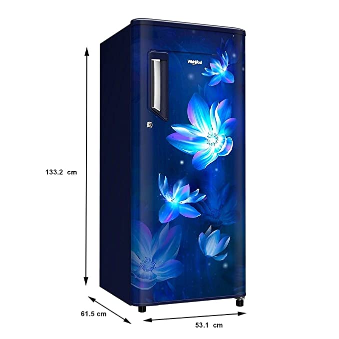 Whirlpool 215IMPC Prm Steel Sapphire Flower Direct-Cool Single Door 200L Refrigerator