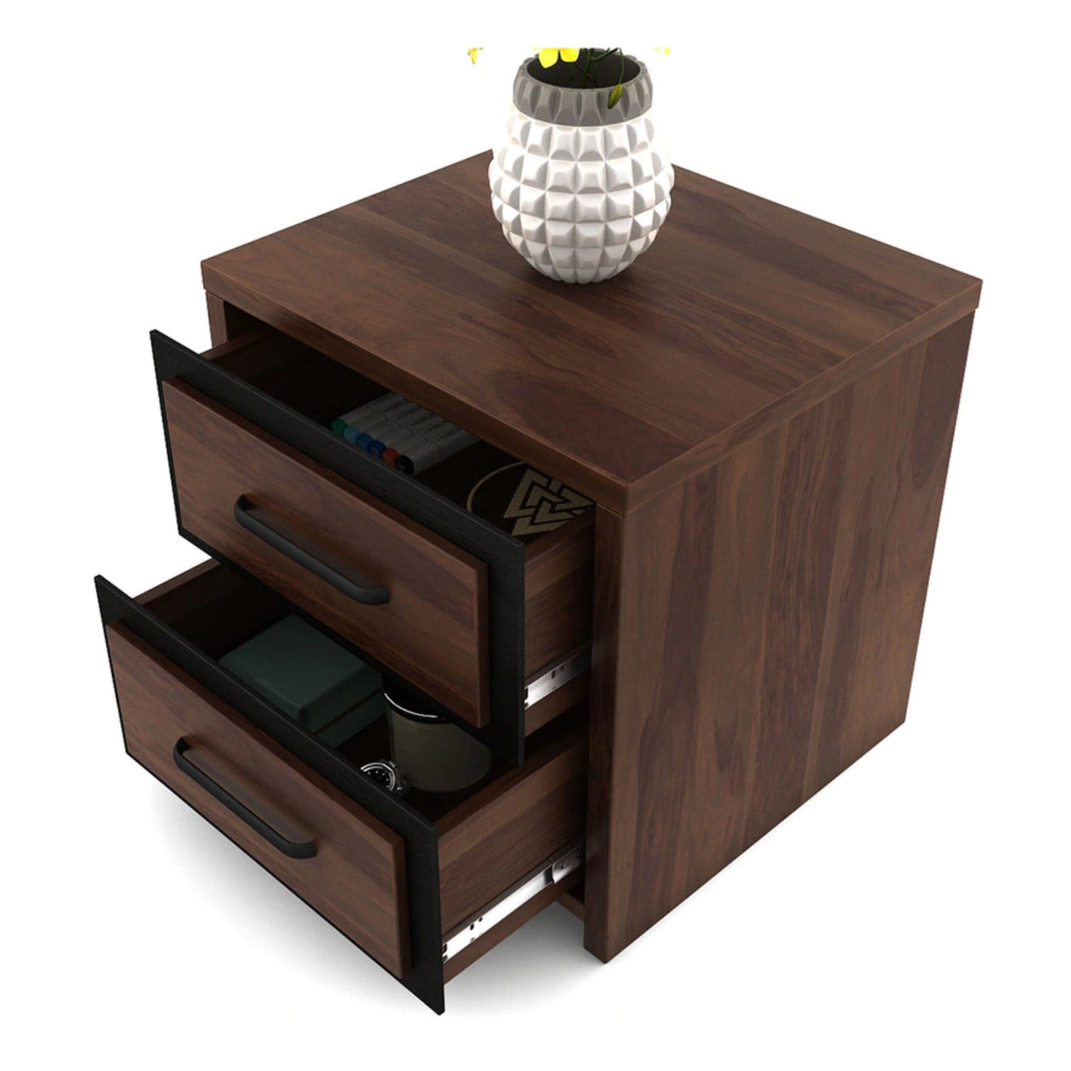 Spacewood Bedside Boston Bed Side Table In Sheesham Finish