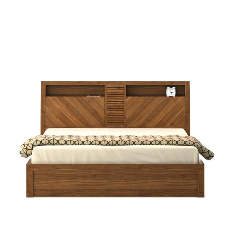 SPACEWOOD Queen Bed Monarch V4 3/4Th Lift On Storage Natural Teak