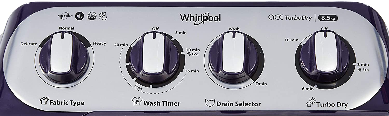 Whirlpool Ace Turbo Dry Silver Dazzle Semi Automatic 8.5Kg Top Load Washing Machine