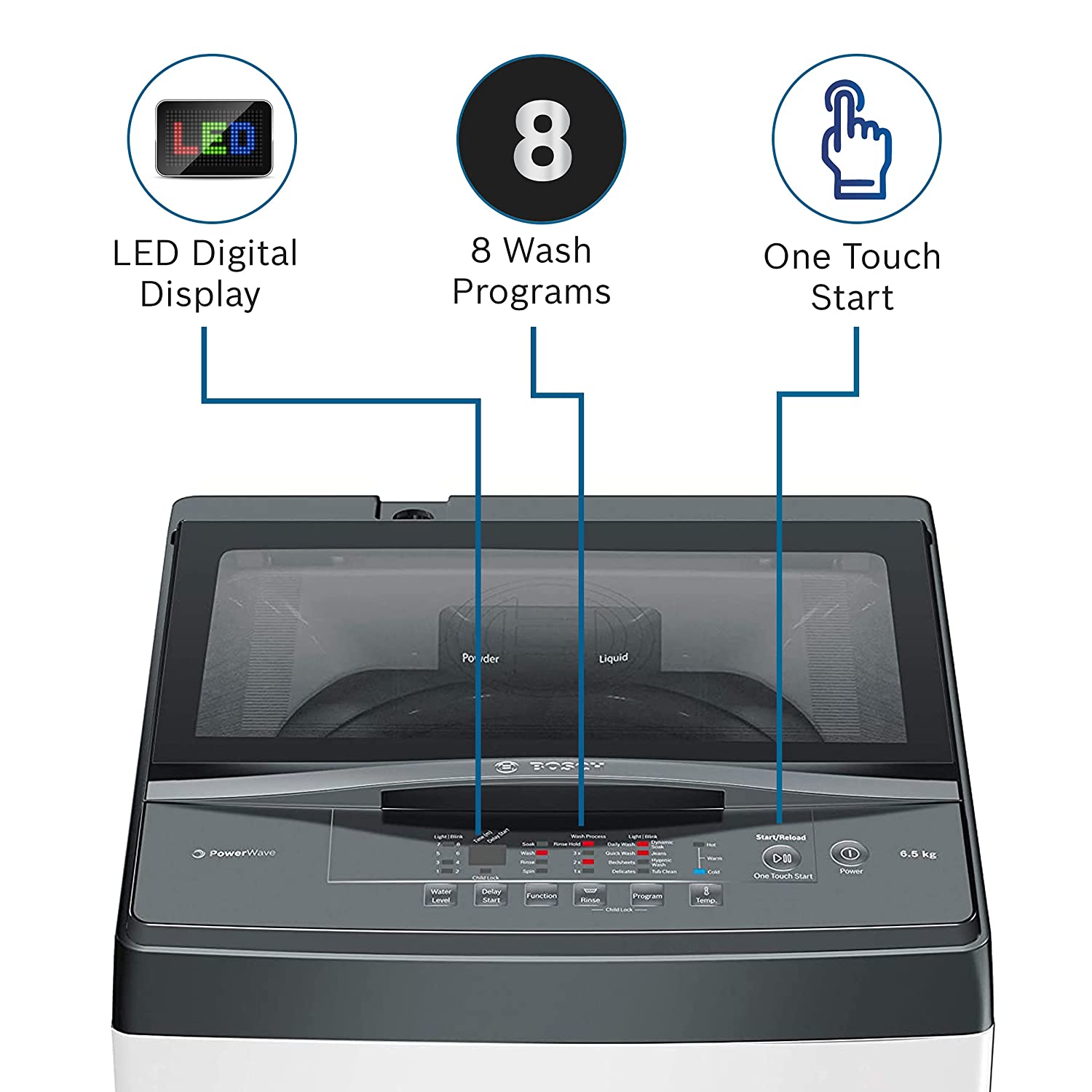 BOSCH WOE654W1IN Top loaded 6.5kg 5 Star Washing Machine