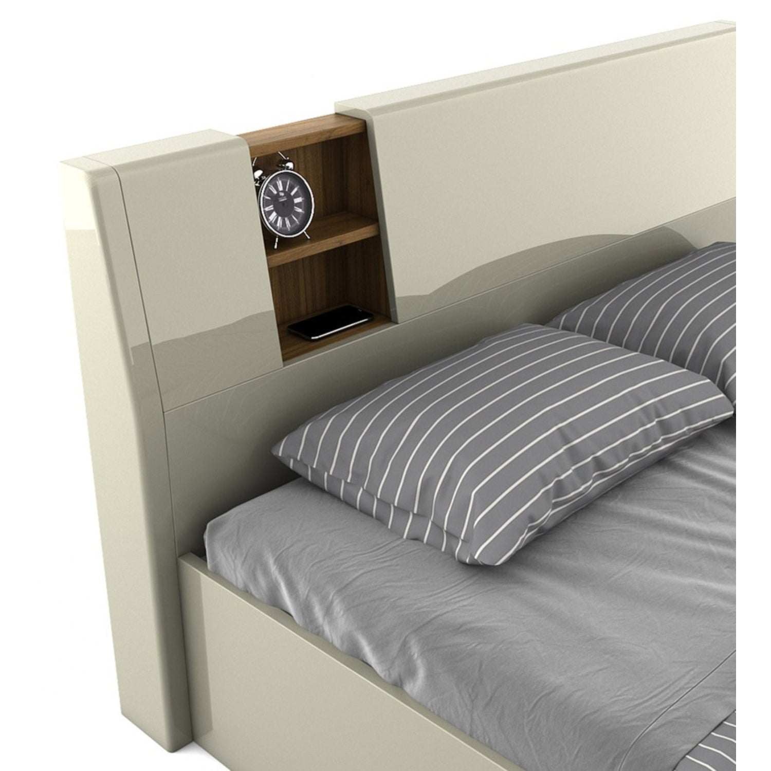 SPACEWOOD Queen Bed Marvella Full Lift On Hg Cashimere Cream Walnut