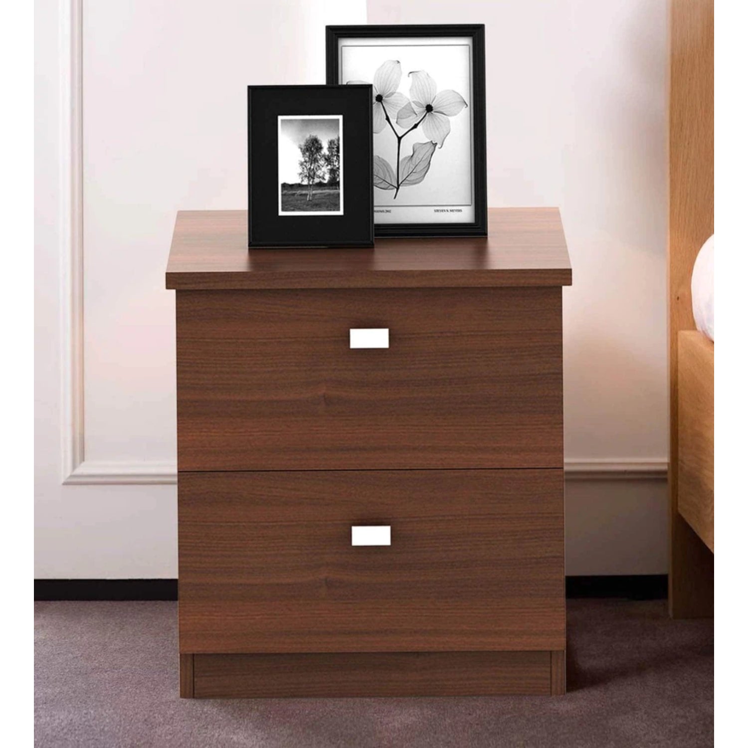 Spacewood Bed Side Table Premium Walnut Regato SPACEWOOD