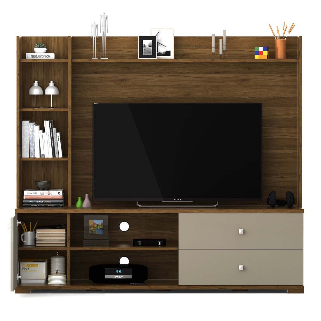 SPACEWOOD KOSMO Wall Unit MARVELLA HG Cashmere & Natural Teak