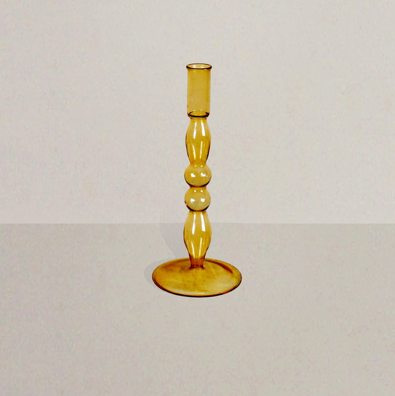 OONA Aaos Glass Candle Holder Mini (Green/Yellow)
